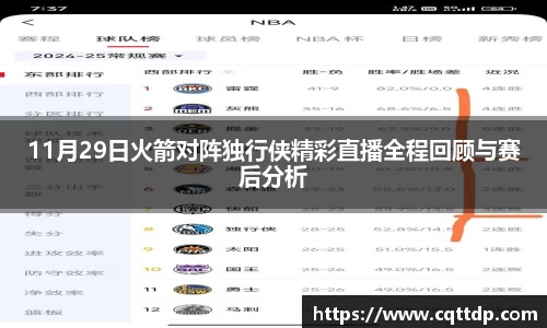 11月29日火箭对阵独行侠精彩直播全程回顾与赛后分析